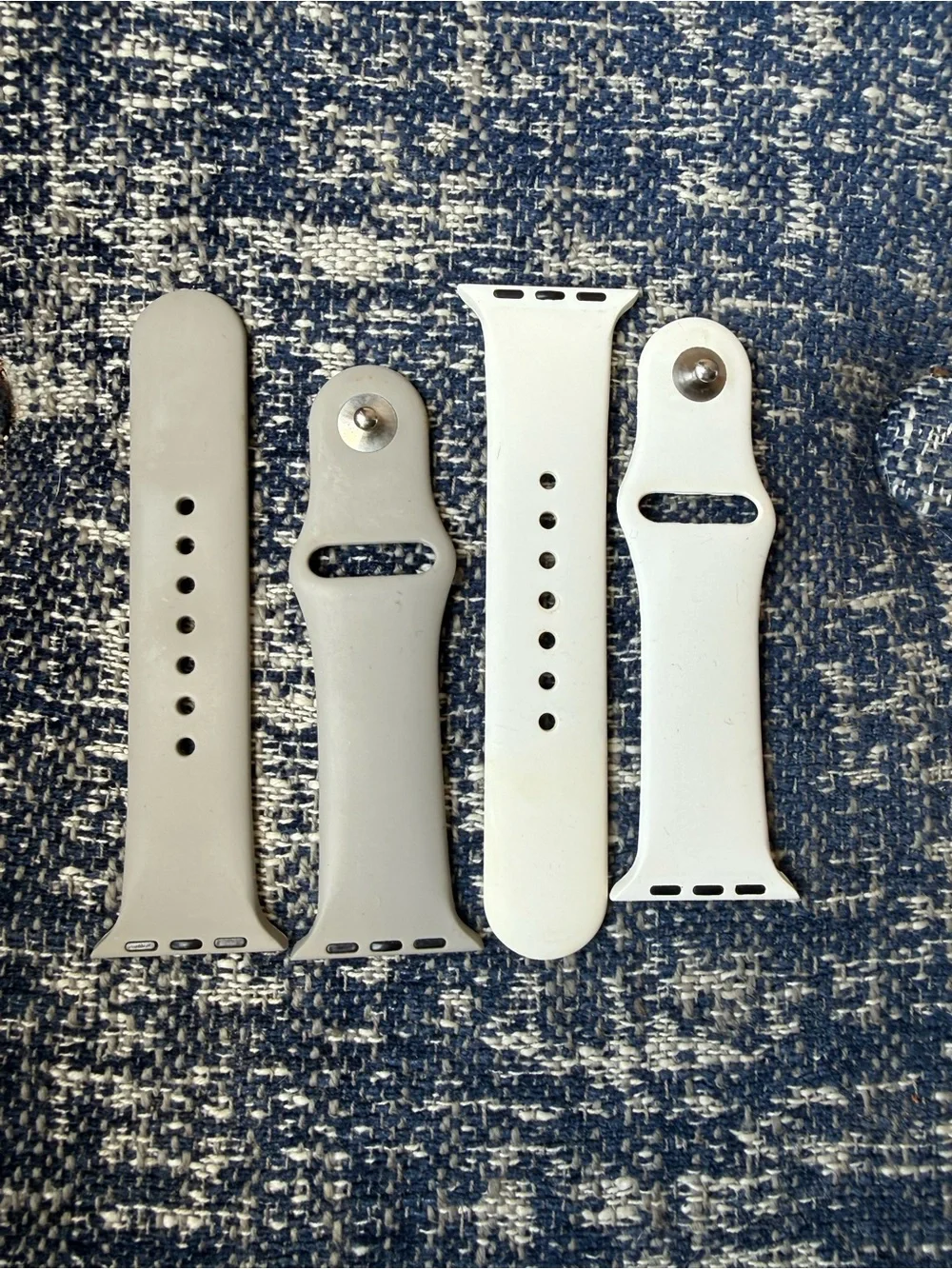 Silicone Replacement Watch Bands in 40mm - White and Light Gray